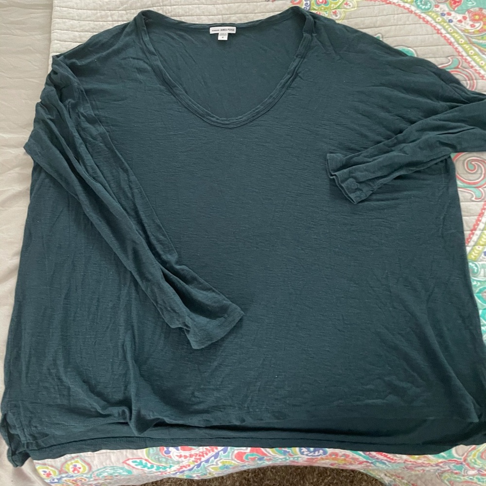 James Perse long sleeve dark green top, Size 4